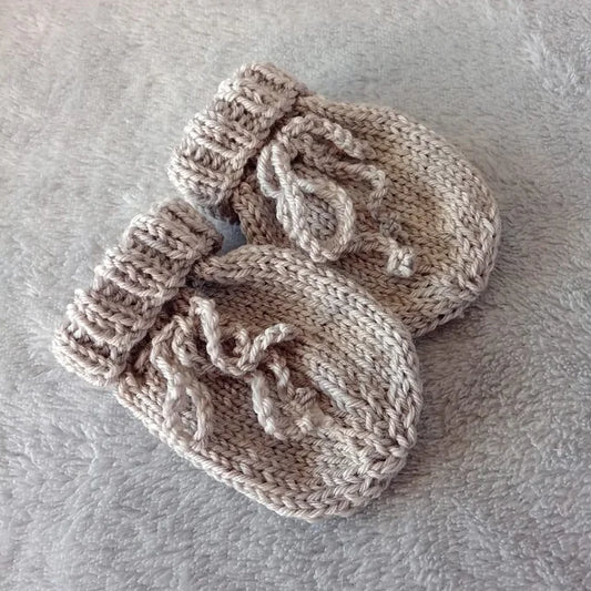 Knitted Merino Mitts 0-3 months-Latte
