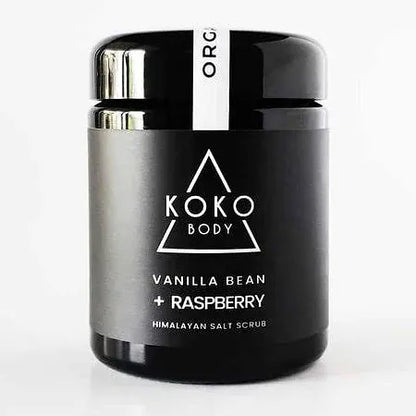 Vanilla Bean + Raspberry Himalayan Salt Scrub, Organic,